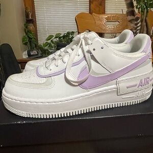 Nike Women's Air Force 1 White and Lavender Sneakers